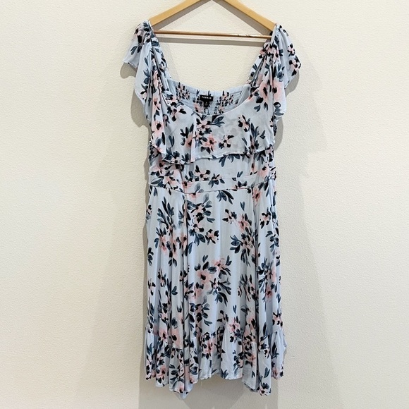 TORRID  Mini Gauze Blue Floral Print Cold Shoulder Skater Dress Size 2 18/20 - Picture 3 of 16